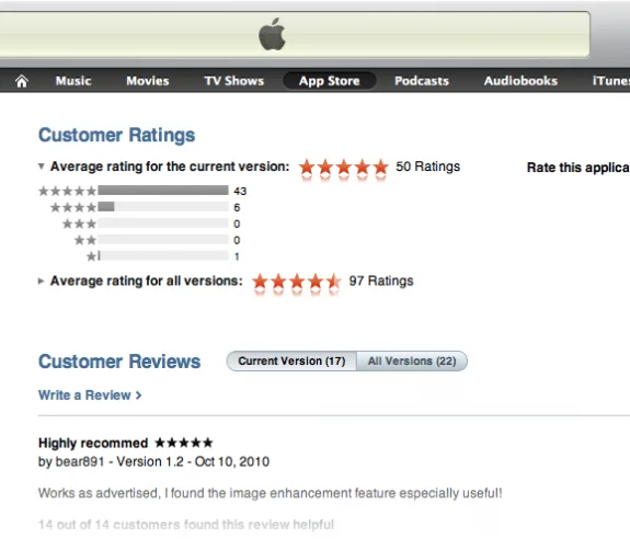App Store sketchy star ratings shill review