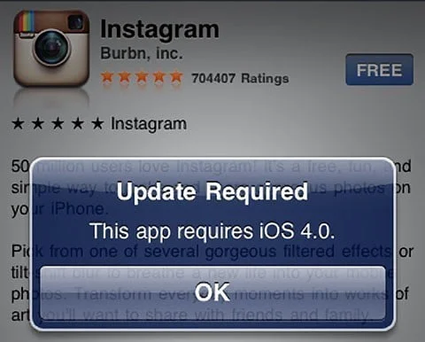 instagram-2-5-1 Instagram now requires iOS 4.0 or newer