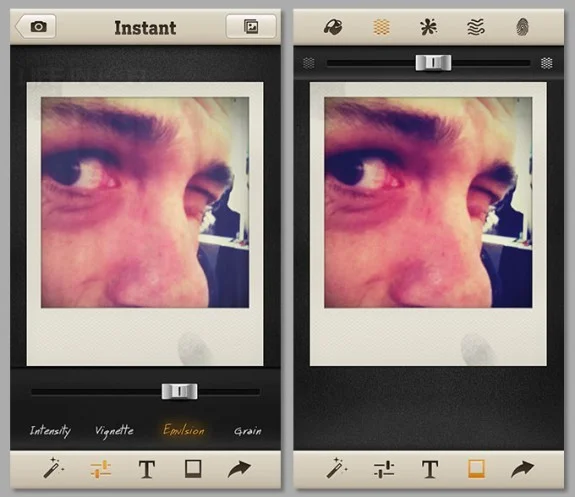 Instant's adjustable frame effects